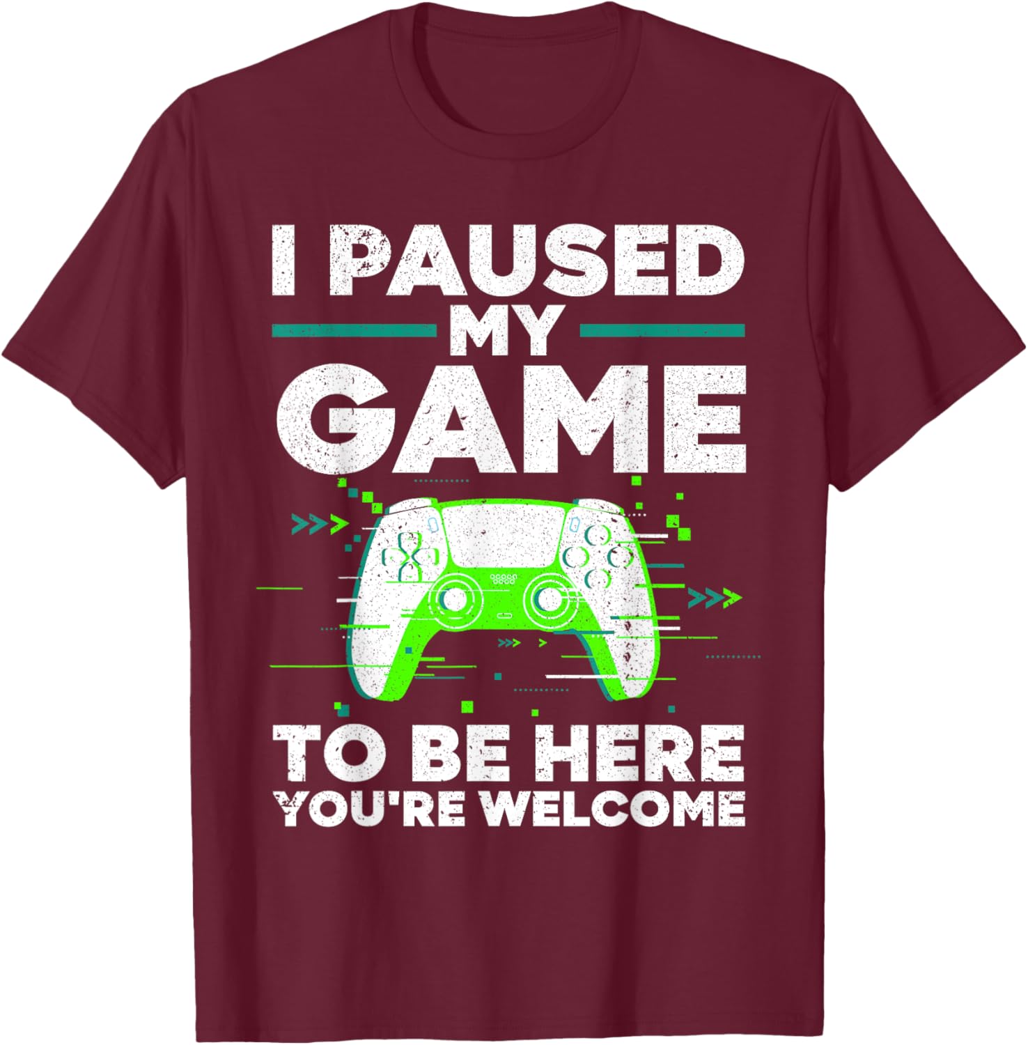 Cool Video Gamer Boys Kids Game Paused Gaming Gamers T-Shirt - T-Shirt | Maroon