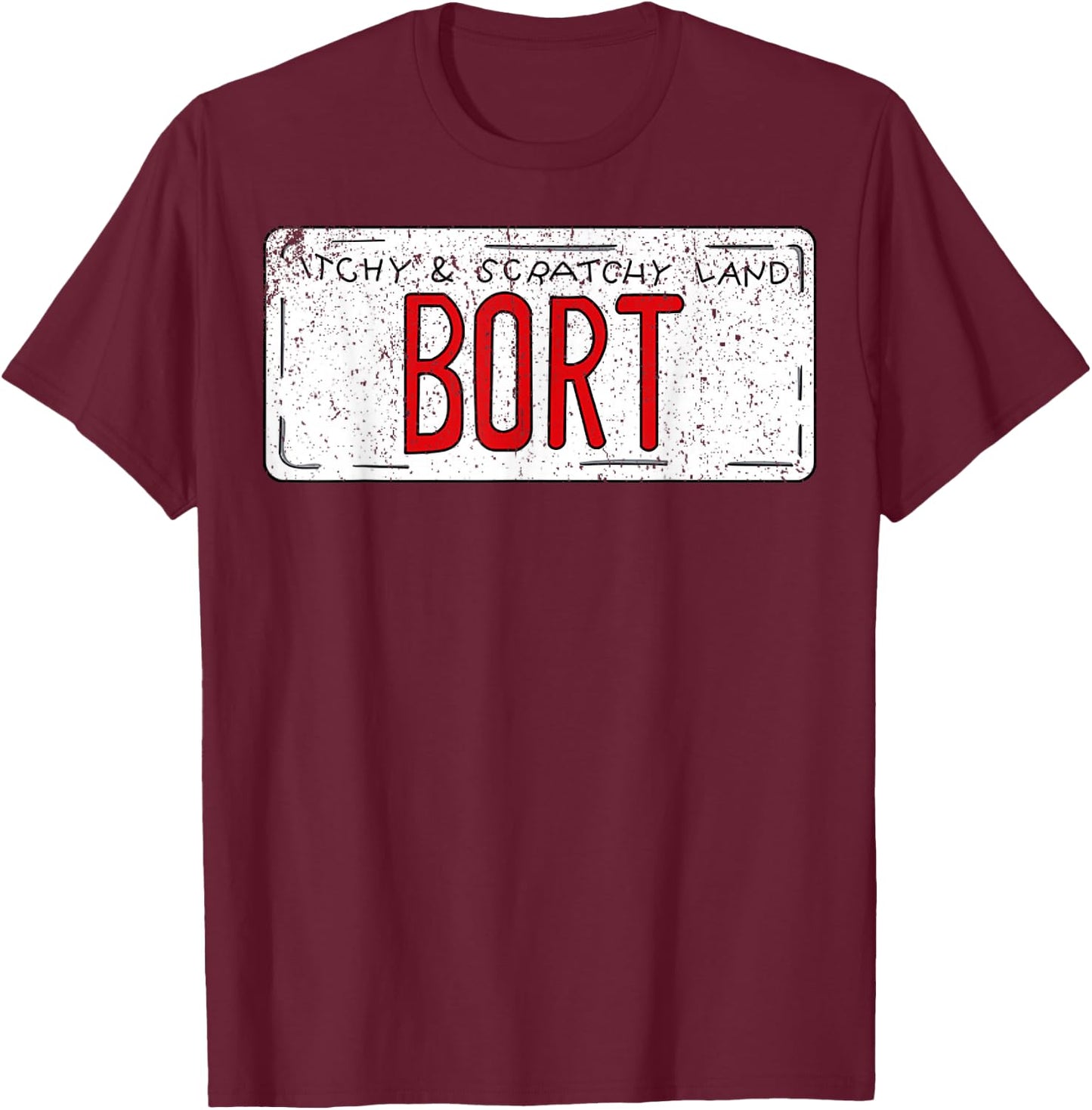 Vintage Bort License Plate T-Shirt - T-Shirt | Maroon