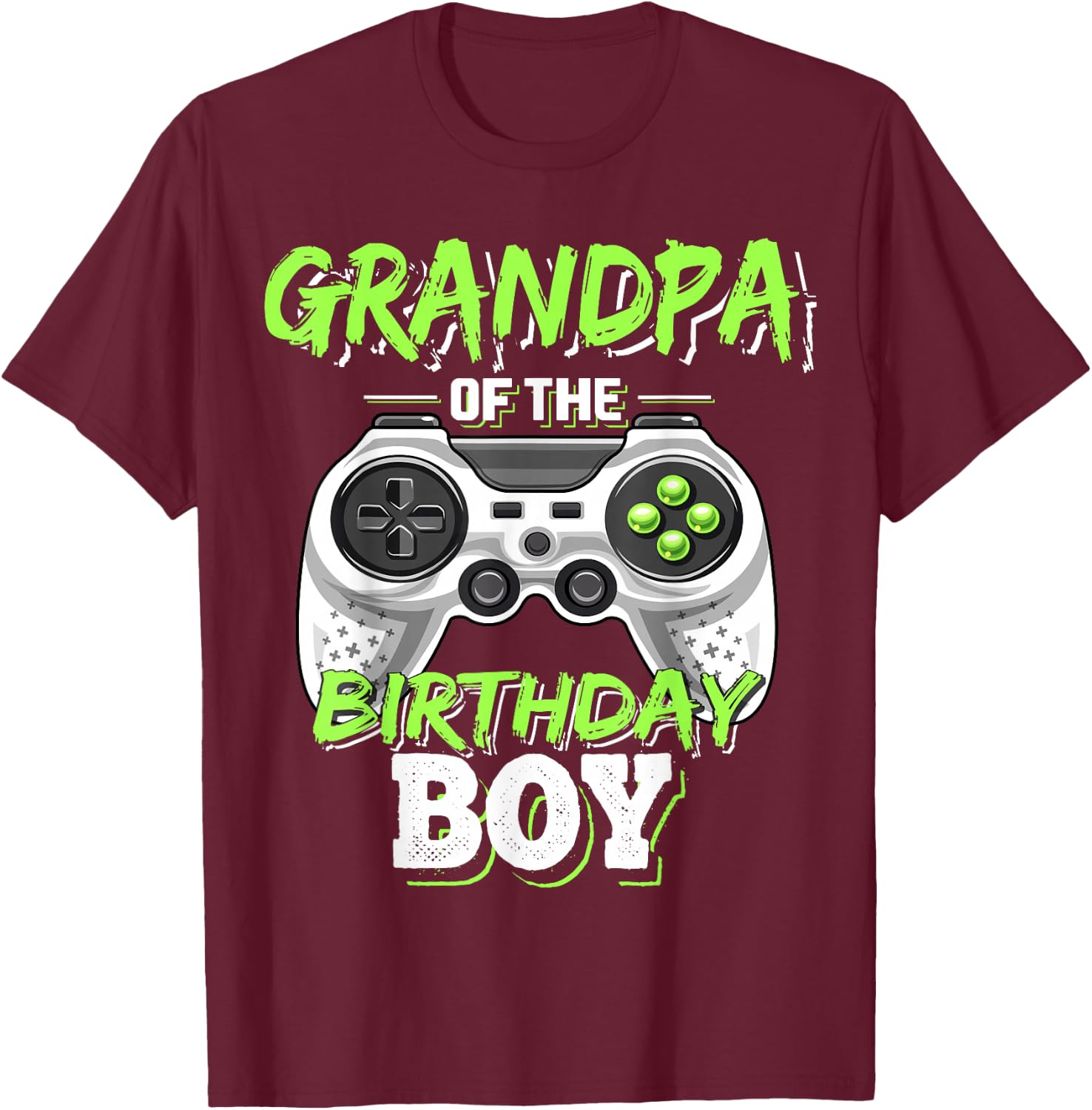 Grandpa of the Birthday Boy Matching Video Game Birthday T-Shirt - T-Shirt | Maroon