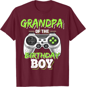 Grandpa of the Birthday Boy Matching Video Game Birthday T-Shirt - T-Shirt | Maroon