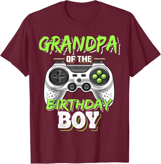 Grandpa of the Birthday Boy Matching Video Game Birthday T-Shirt - T-Shirt | Maroon