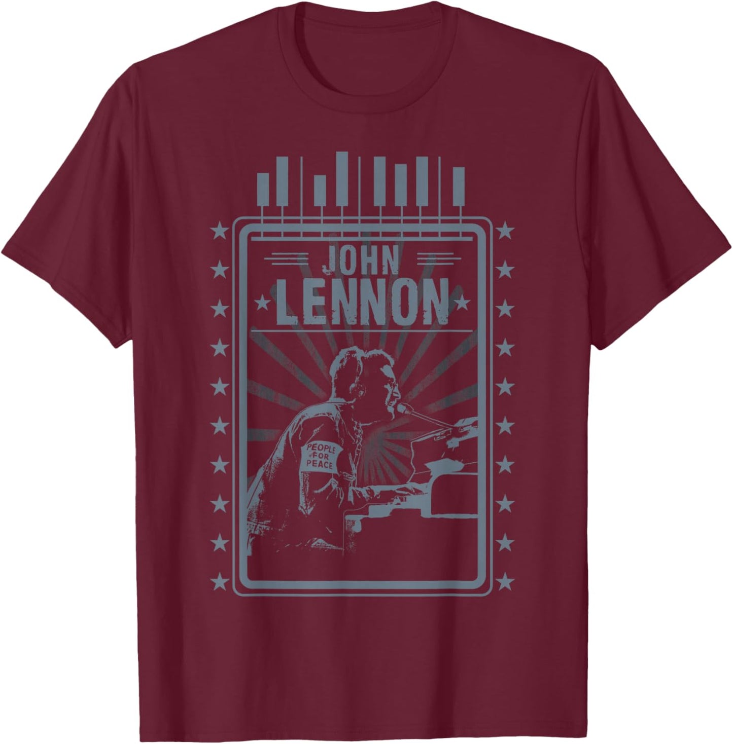 John Lennon - Piano T-Shirt - T-Shirt | Maroon