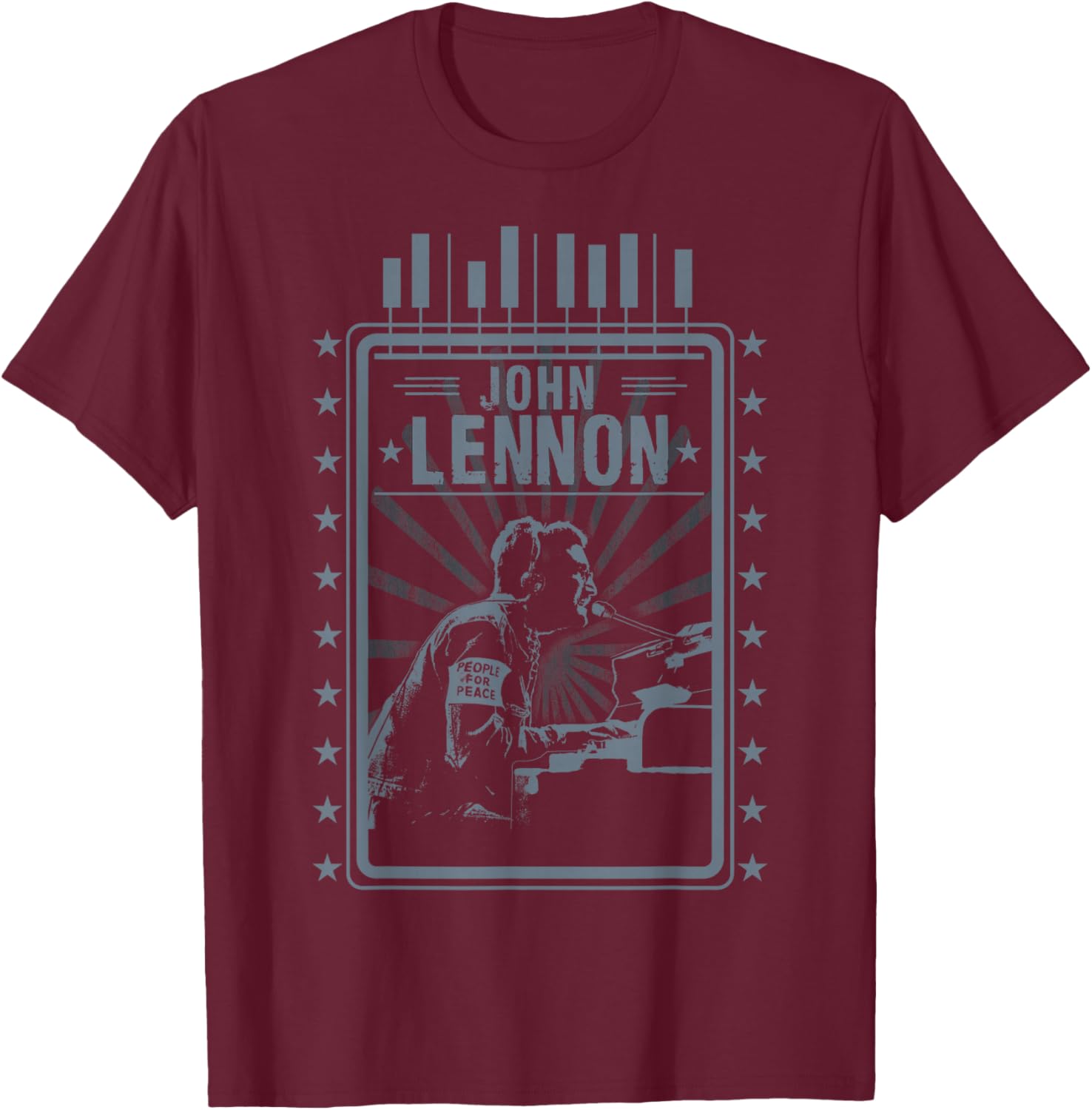John Lennon - Piano T-Shirt - T-Shirt | Maroon