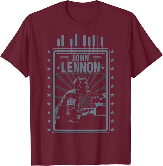 John Lennon - Piano T-Shirt - T-Shirt | Maroon