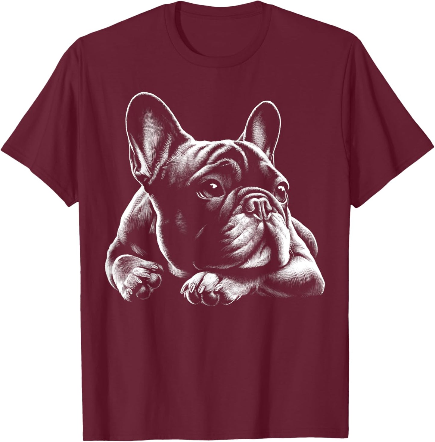 Sweet Dreamy French Bulldog in Lying Pose Women Kids T-Shirt - T-Shirt | Maroon