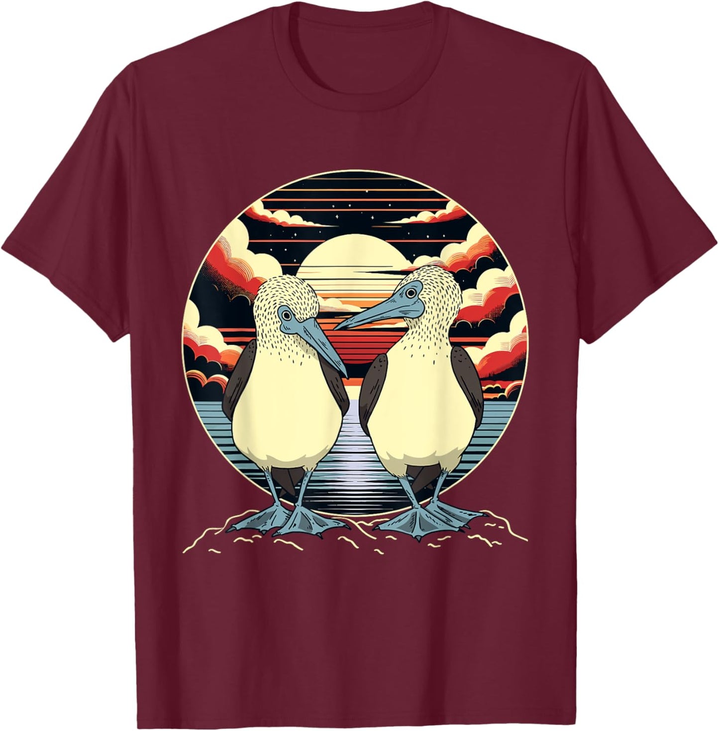 Seabirds Blue-footed Booby Galapagos Bird T-Shirt - T-Shirt | Maroon