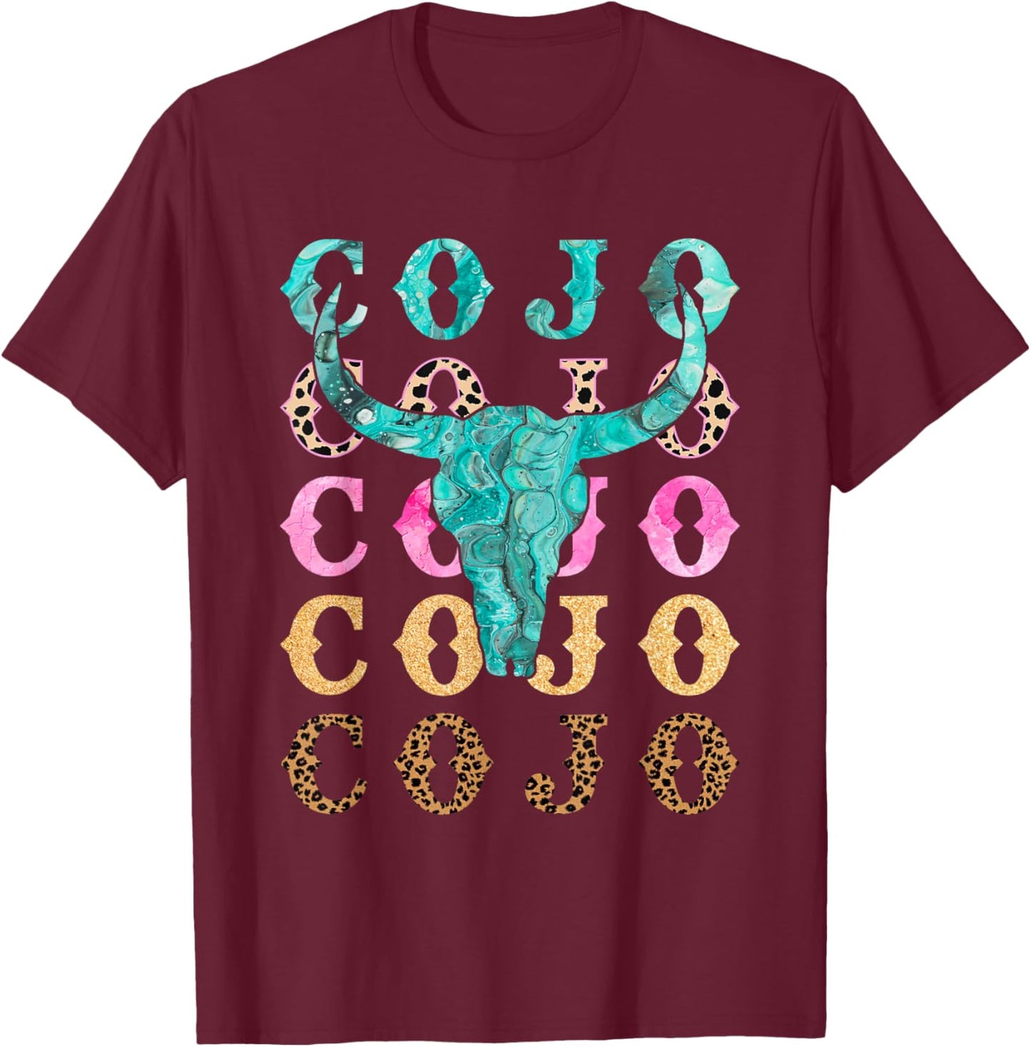 Retro Cojo Johnson Bull Skull Music Country 70s Cowboys Boot T-Shirt - T-Shirt | Maroon