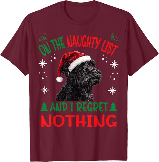 Cute Bouvier Des Flandres Dog Christmas On The Naughty List T-Shirt - T-Shirt | Maroon