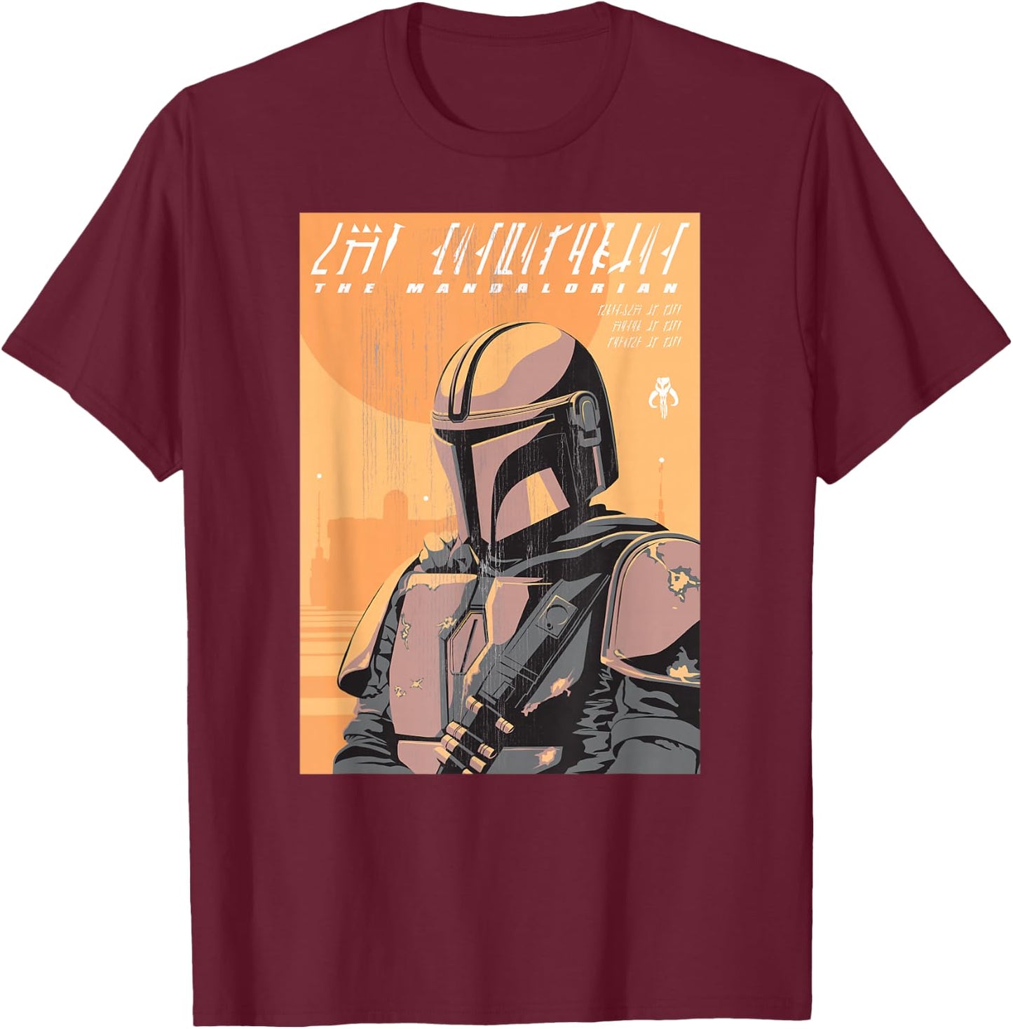 Star Wars The Mandalorian Vintage Poster T-Shirt - T-Shirt | Maroon