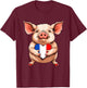 Flag of France Pig French Heart Pride French Roots , Black, S T-Shirt - T-Shirt | Maroon
