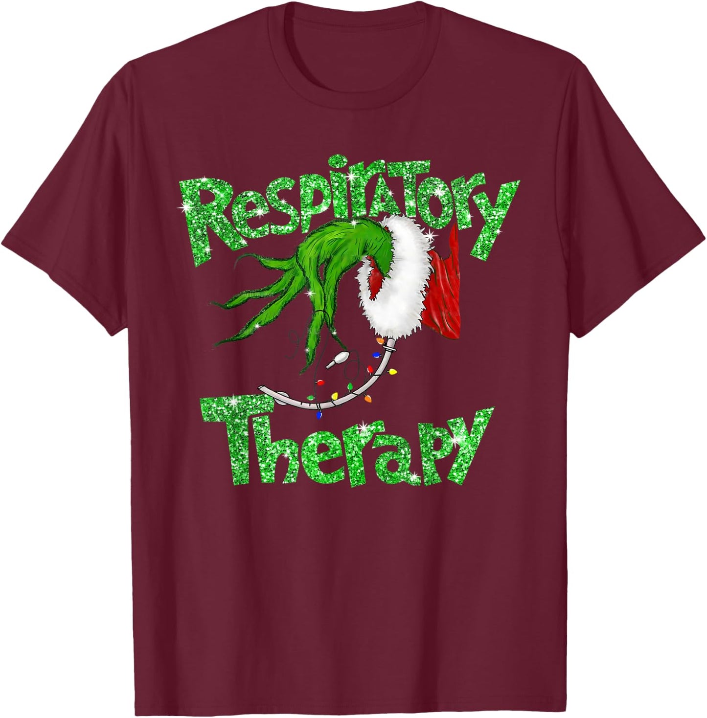 Respiratory Therapy Christmas Pulmonologist Nurse Pajamas T-Shirt - T-Shirt | Maroon