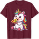 Funny Unicorn eating Pizza Graphic T-Shirt - T-Shirt | Maroon