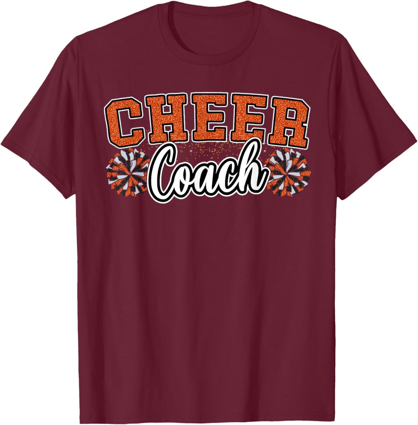 Loud Proud Cheer Coach Orange Pom Poms Cheerleader Women T-Shirt - T-Shirt | Maroon