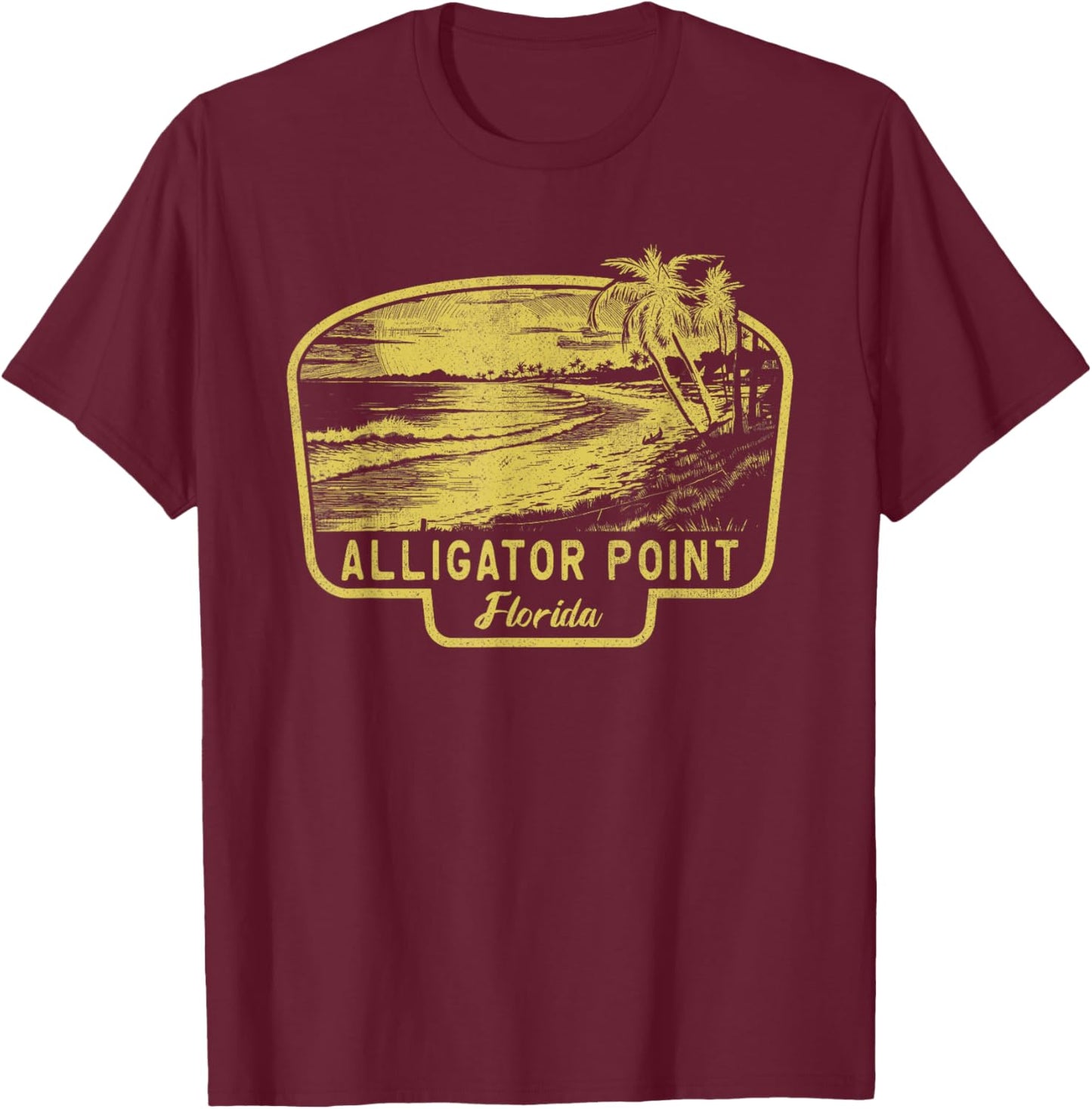 Alligator Point Florida Beach Surf Vintage Blue T-Shirt - T-Shirt | Maroon