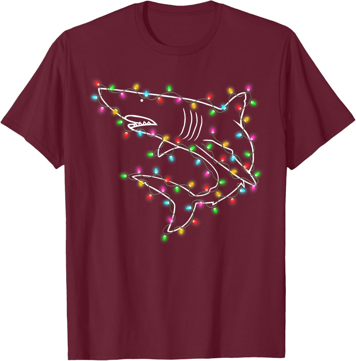 Sharks Tree Christmas Sweater Xmas Pet Animal Shark Lover T-Shirt - T-Shirt | Maroon