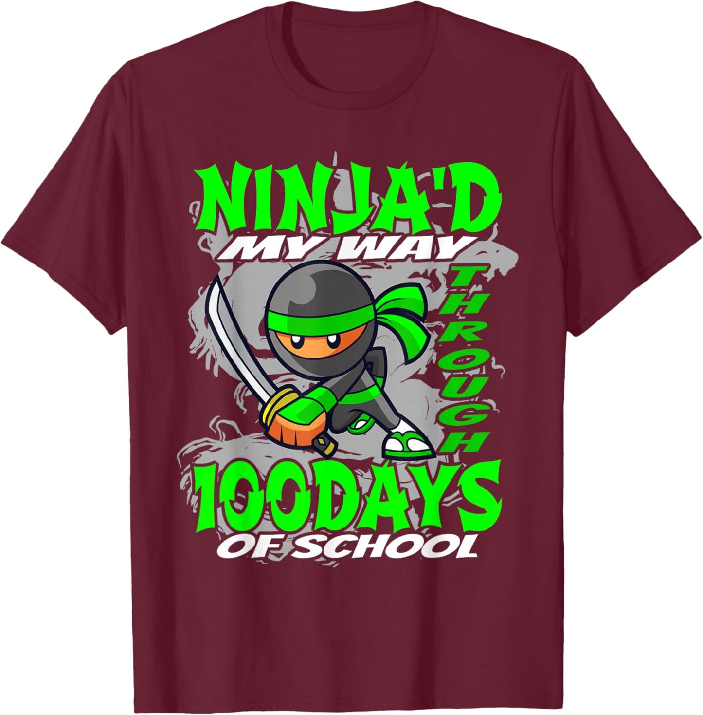 Ninja'd My Way Through 100 Days Of School - Ninja T-Shirt - T-Shirt | Maroon
