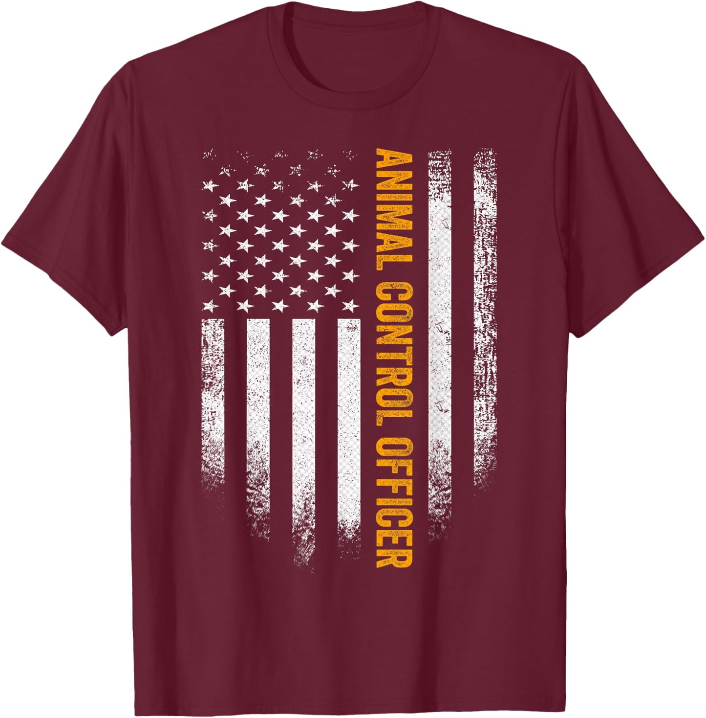 Vintage USA Animal Control Officer American Flag Patriotic T-Shirt - T-Shirt | Maroon