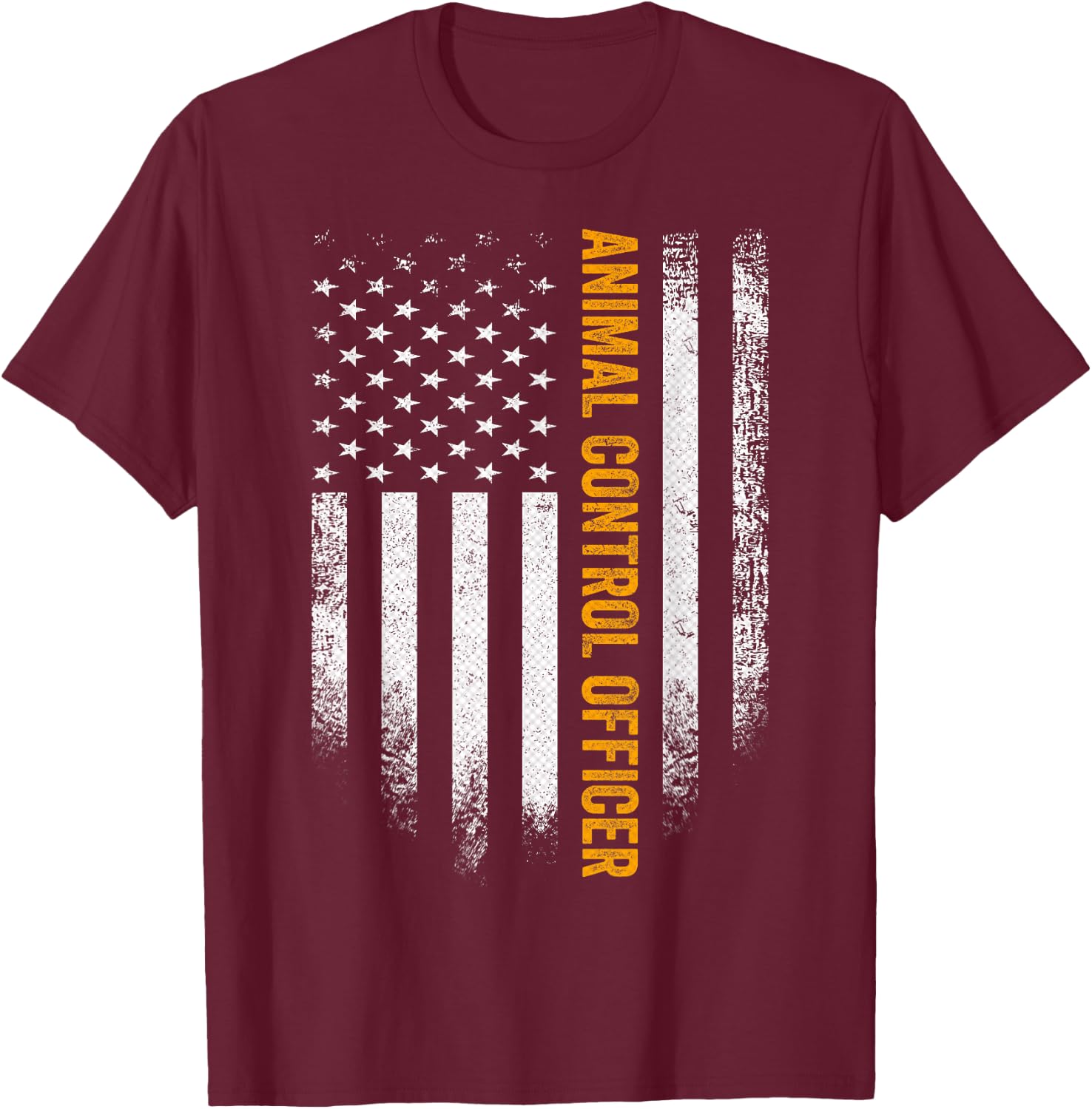 Vintage USA Animal Control Officer American Flag Patriotic T-Shirt - T-Shirt | Maroon