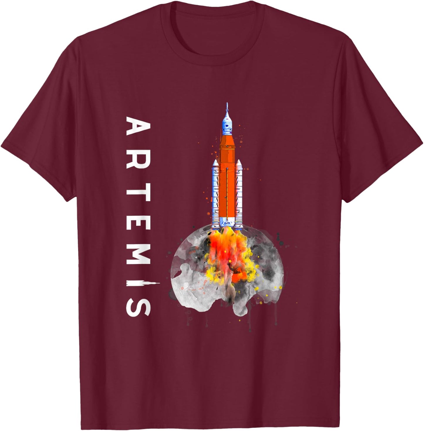 Artemis 1 SLS Rocket Launch Mission To The Moon And Beyond T-Shirt - T-Shirt | Maroon
