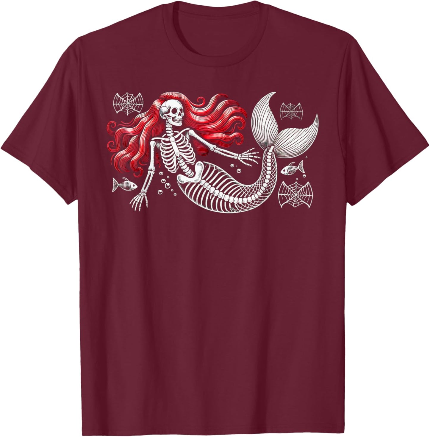 Zombie Mermaid Halloween Costume Spooky Trick Or Treat T-Shirt - T-Shirt | Maroon