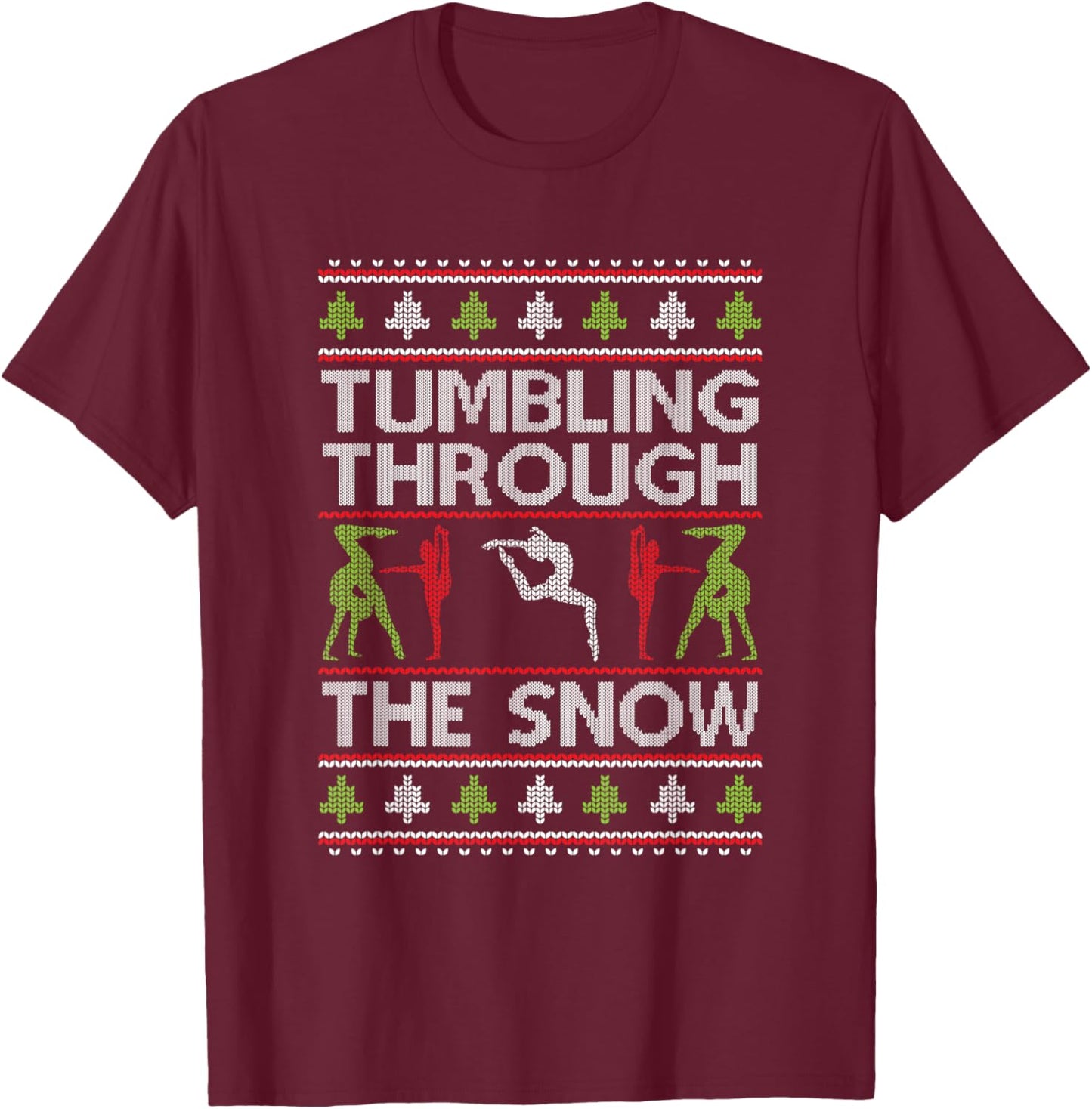 Handstand Santa Gymnastics Merry Flippin Christmas Gymnast T-Shirt - T-Shirt | Maroon