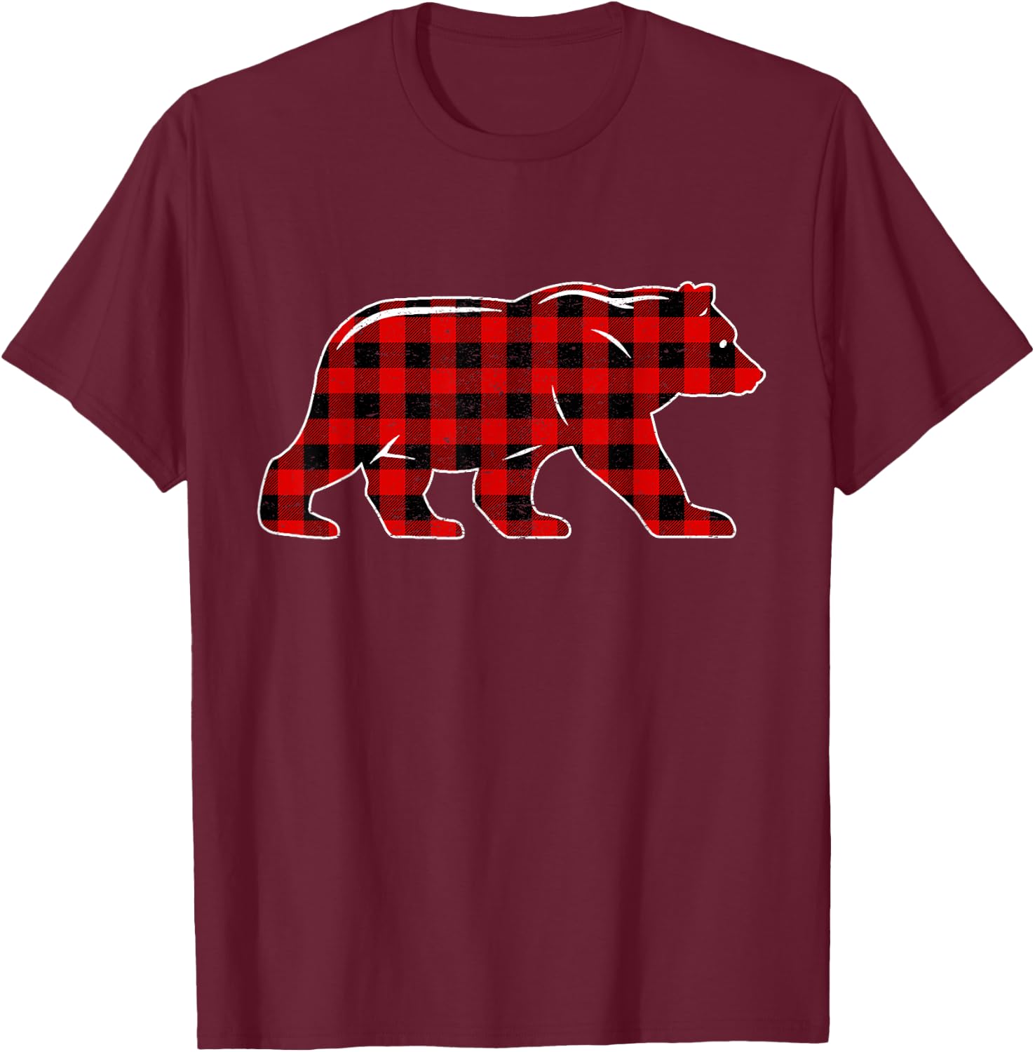 Red Buffalo Plaid Christmas Bear Pajama Sweater Women Men T-Shirt - T-Shirt | Maroon