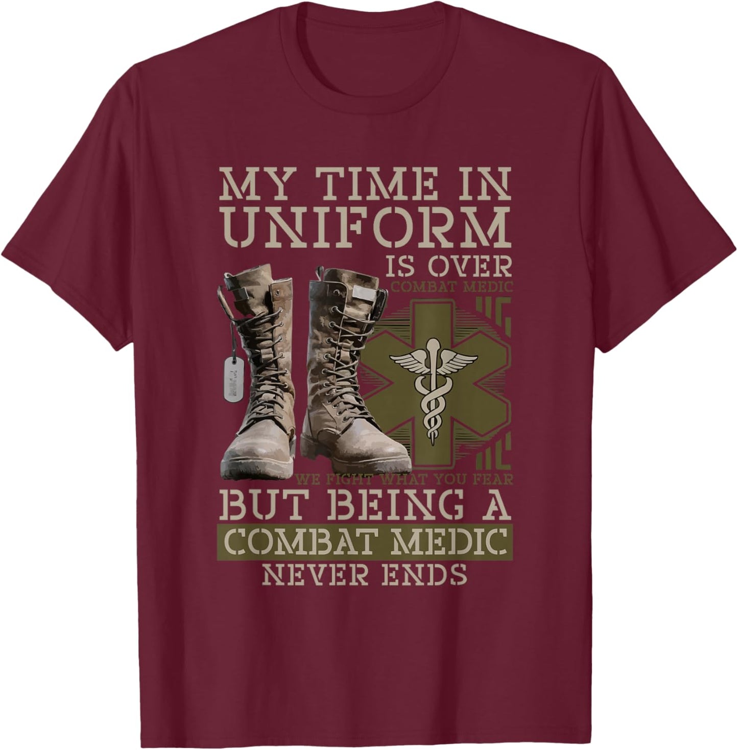 Combat Medic First Aid Field Medic Military T-Shirt - T-Shirt | Maroon