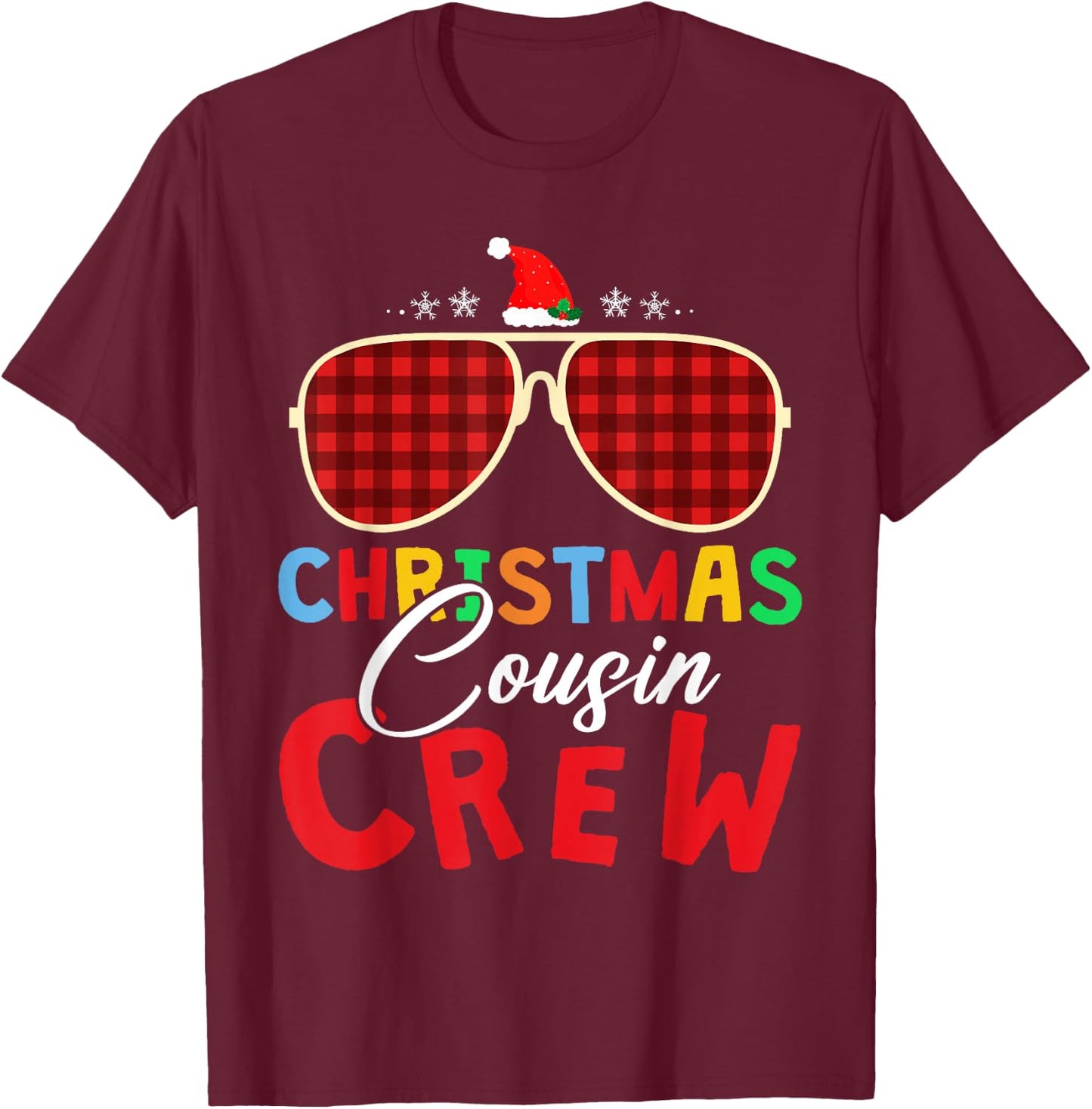 Christmas 2025 Cousin Crew Xmas Lights Funny Matching Pajama T-Shirt - T-Shirt | Maroon