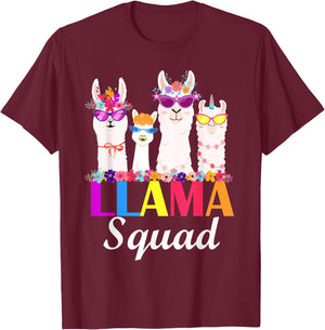 Llama Squad Funny Cute Llama Matching T-Shirt - T-Shirt | Maroon