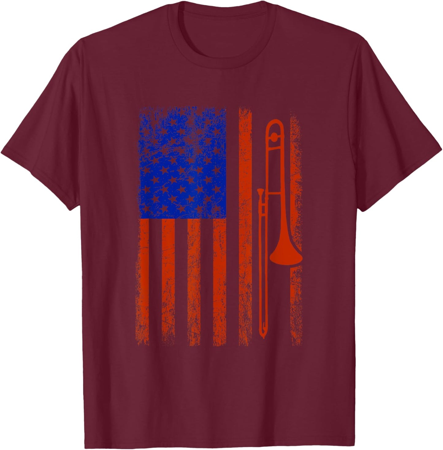 Trombone Player USA Flag | Trombone Merchandise Kids Men T-Shirt - T-Shirt | Maroon