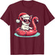 Funny Christmas in July Pig Mom Santa Flamingo Floatie T-Shirt - T-Shirt | Maroon