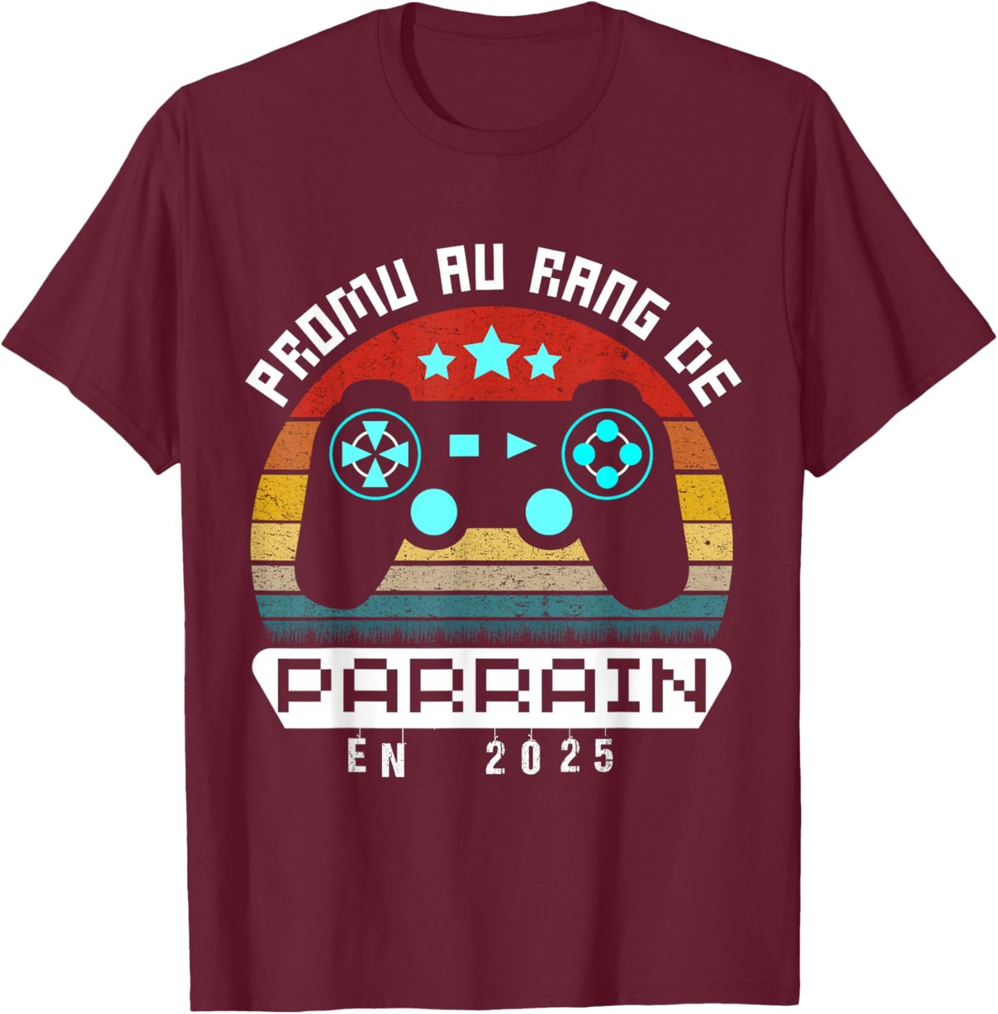 Future Godfather 2025 Gamer Gift Announcement Pregnancy Retro , Black, S T-Shirt - T-Shirt | Maroon