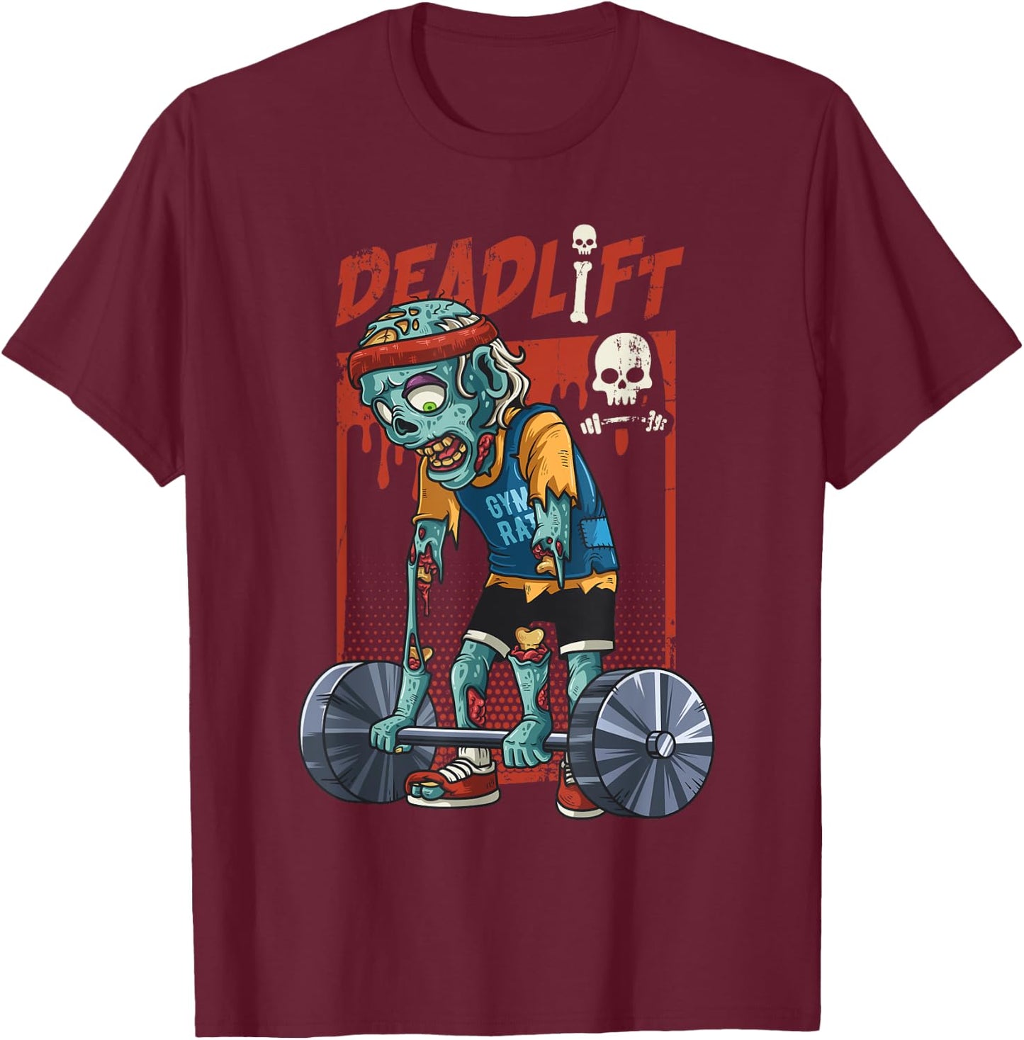 Zombie Deadlift Weight Lifting Halloween Fitness Gym Workout T-Shirt - T-Shirt | Maroon