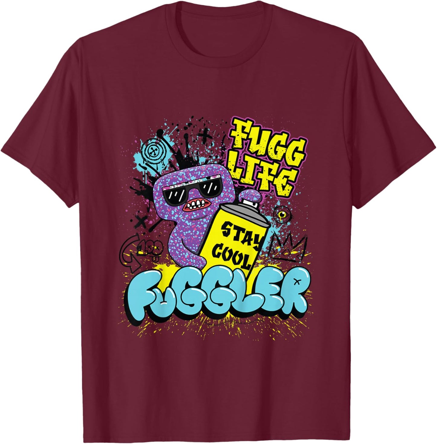 Fuggler Squidge Fugg Life Graffiti Spray Can Kids T-Shirt - T-Shirt | Maroon
