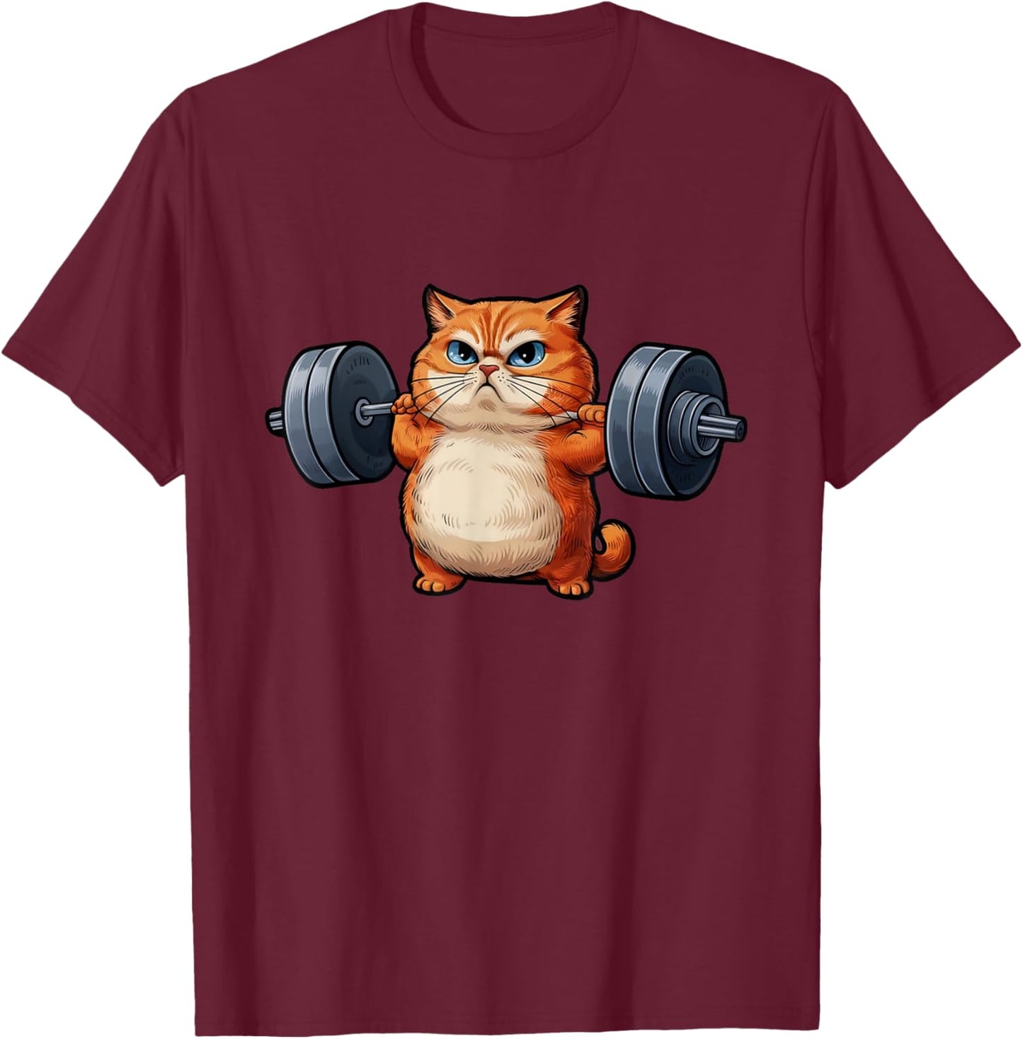 Cat Weightlifting - Funny Cat Workout and Fitness Women Kids T-Shirt - T-Shirt | Maroon