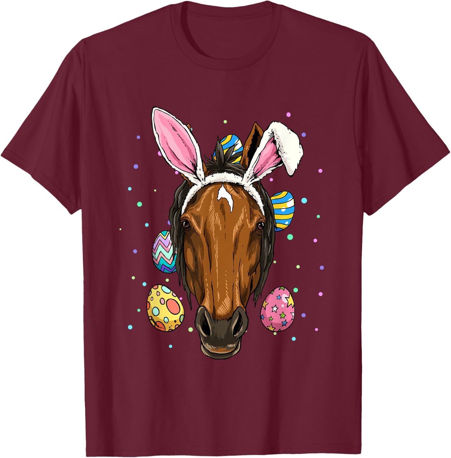 Easter Bunny Horse Funny Easter Horse Lover T-Shirt - T-Shirt | Maroon