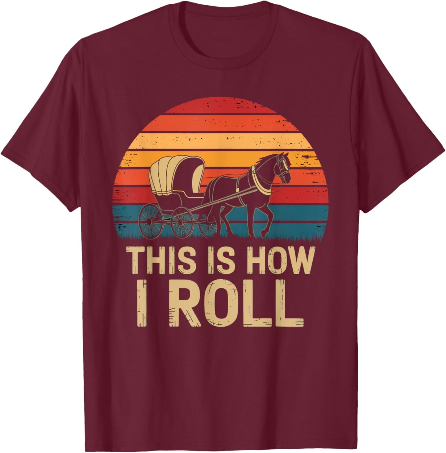 Amish Buggy – Classic Countryside Design T-Shirt - T-Shirt | Maroon