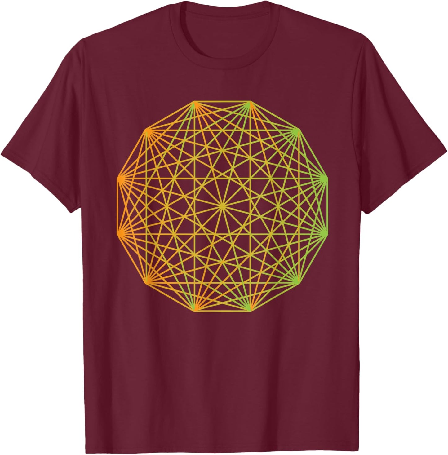 Tesseract Sacred Geometry Yoga Yantra Magic Symbol T-Shirt - T-Shirt | Maroon