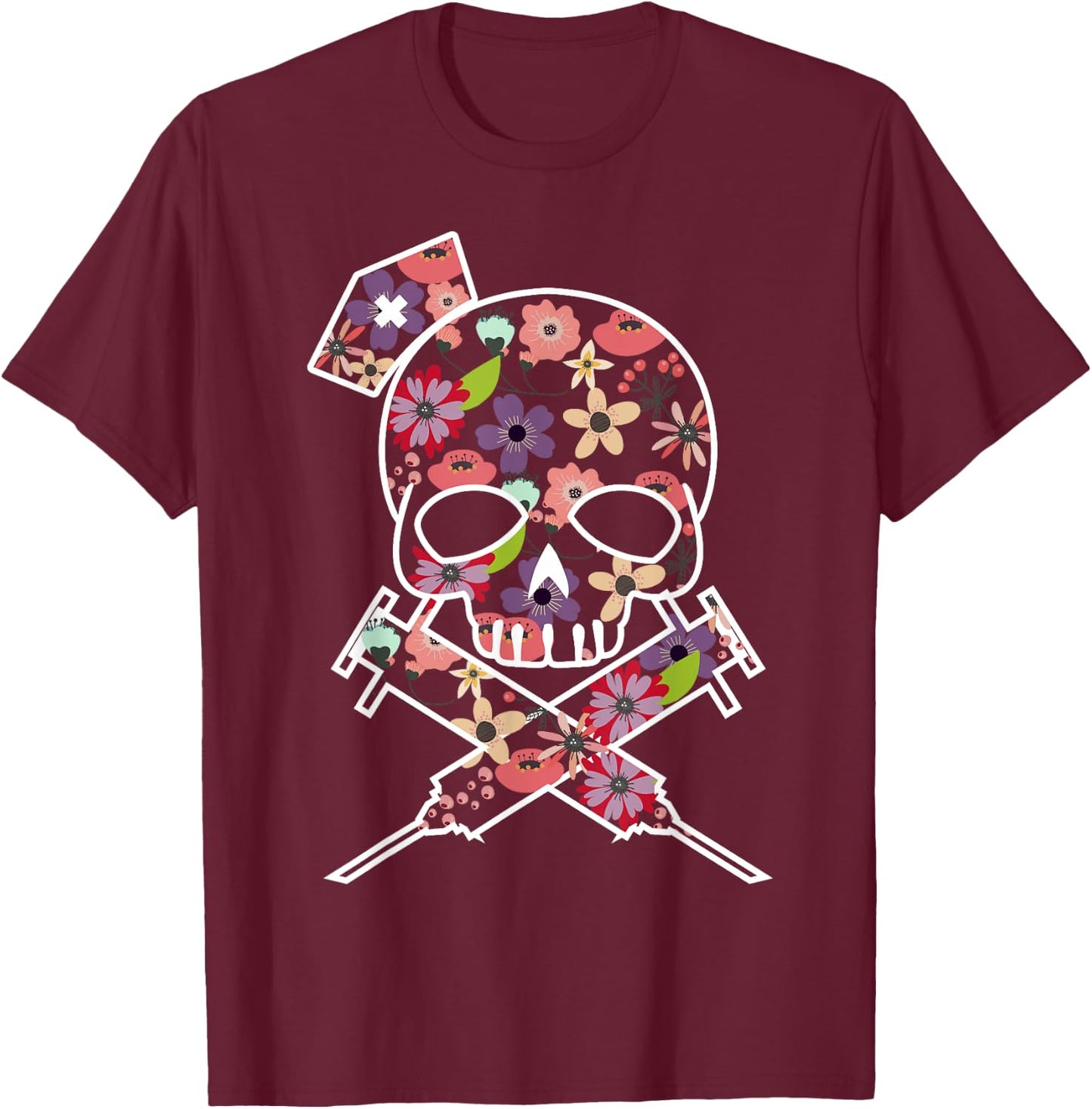 I'll Stab You Nurse , Medical , Skull T-Shirt - T-Shirt | Maroon