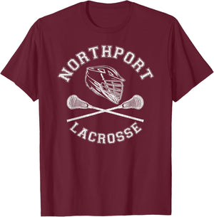Northport Lacrosse Vintage Distressed Retro Lax T-Shirt - T-Shirt | Maroon