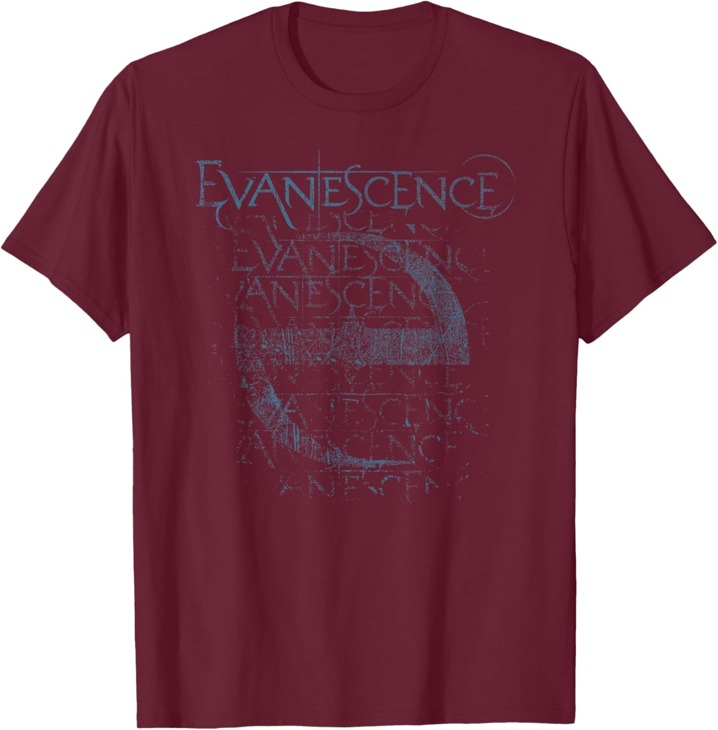 Evanescence Blue Distressed Logo 2 T-Shirt - T-Shirt | Maroon