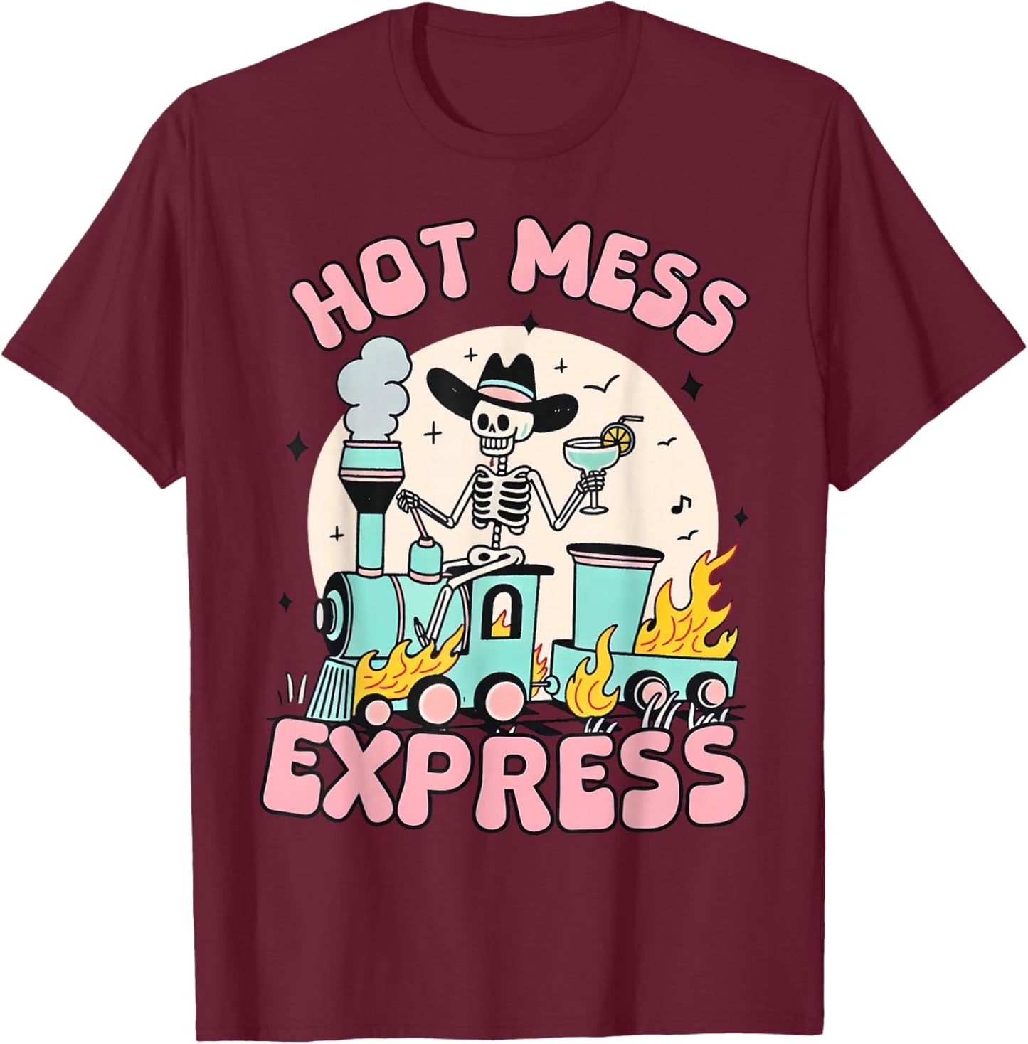 Hot Mess Express Mental Health T-Shirt - T-Shirt | Maroon