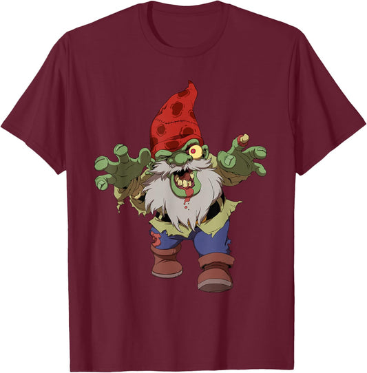 Zombie Gnome Funny Halloween Men Women T-Shirt - T-Shirt | Maroon