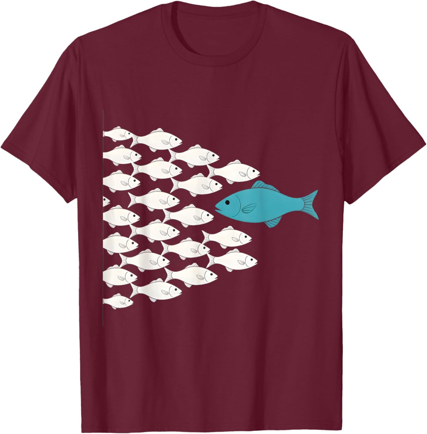 Fish Swim Against The Current In The Sea T-Shirt - T-Shirt | Maroon