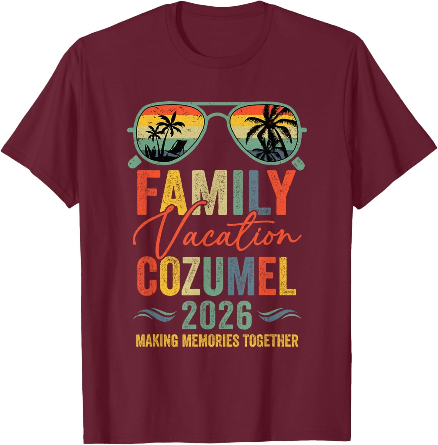 Cozumel Vacation 2026 Matching Family Group Summer T-Shirt - T-Shirt | Maroon