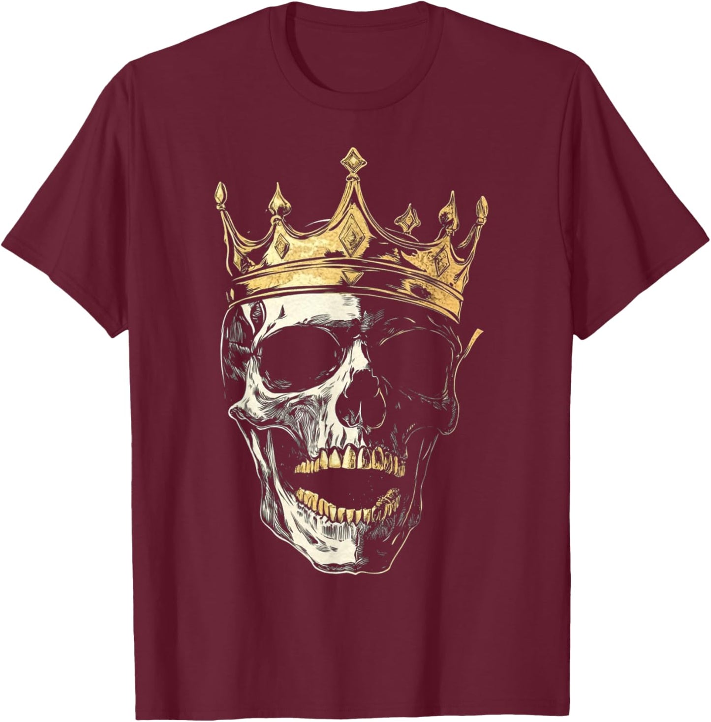 Design With A Skeleton Head On It King T-Shirt - T-Shirt | Maroon