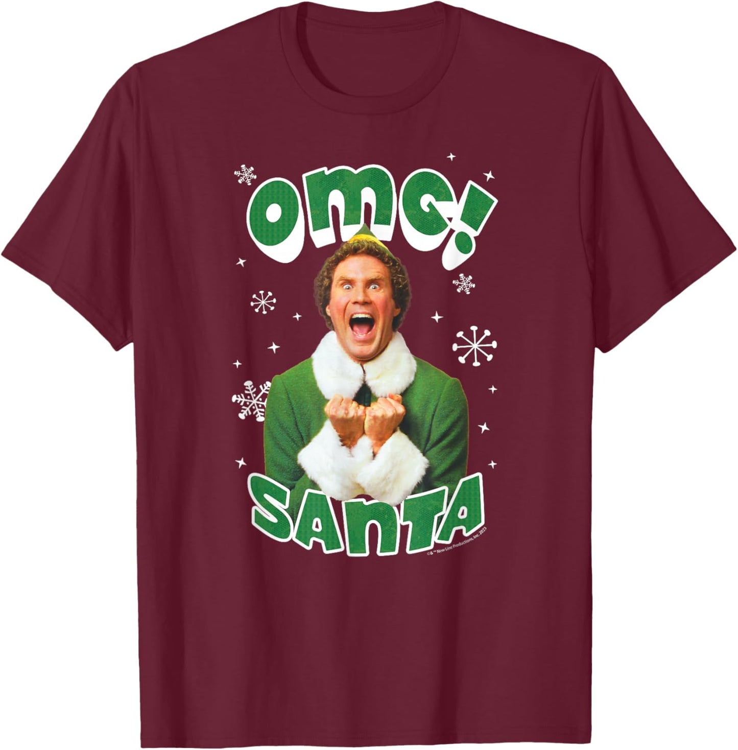 Elf - OMG Santa Elf T-Shirt - T-Shirt | Maroon