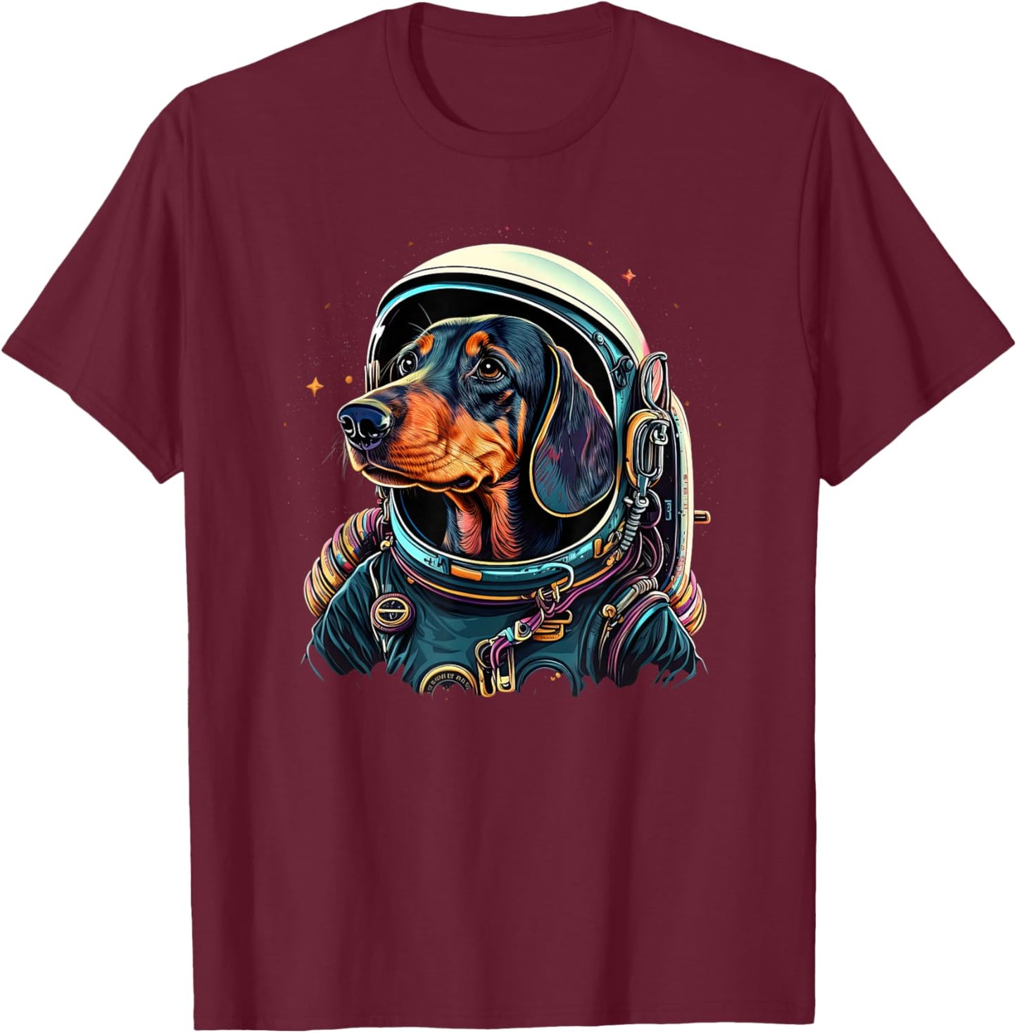 Funny Dachshund Cute Astronaut in the space T-Shirt - T-Shirt | Maroon