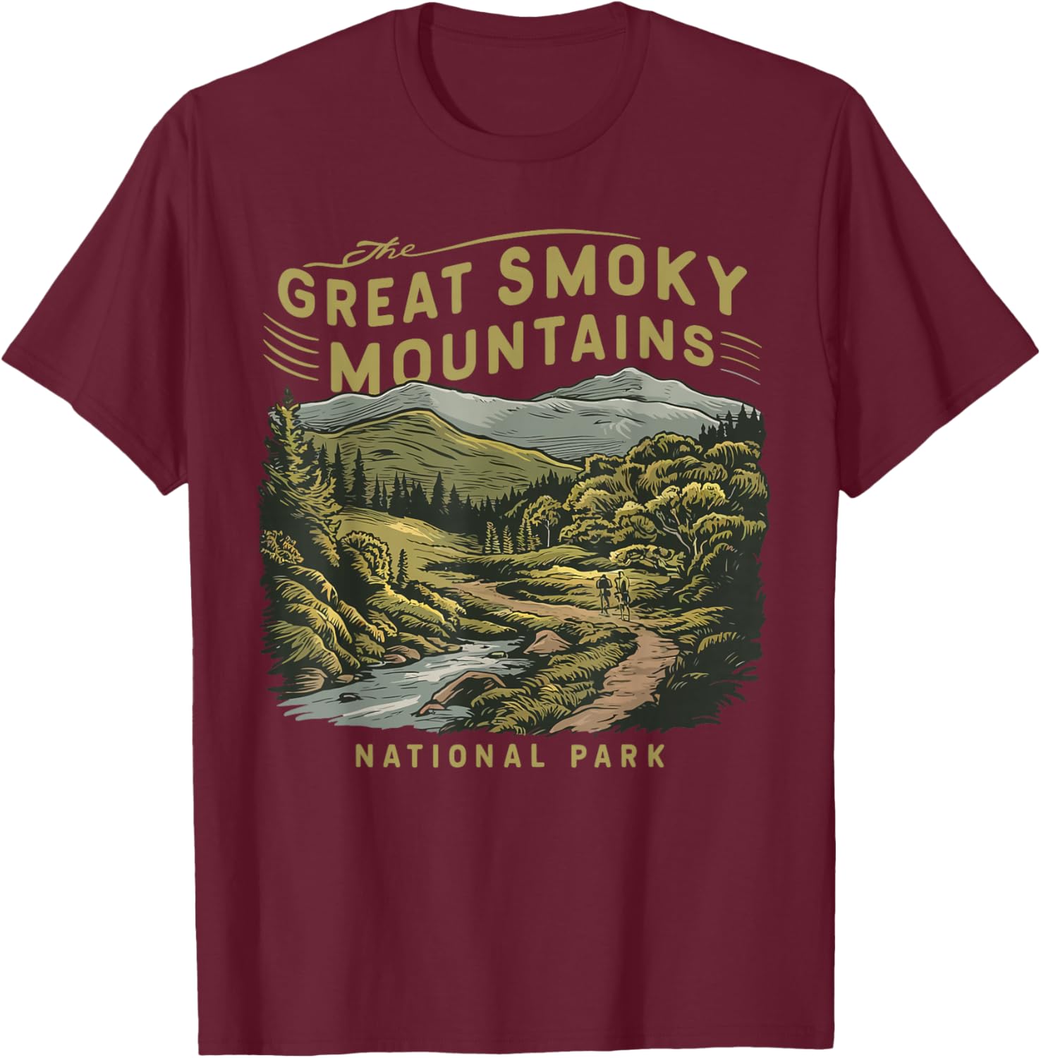 Great Smoky Mountain US National Park Vintage Men Women Kids T-Shirt - T-Shirt | Maroon