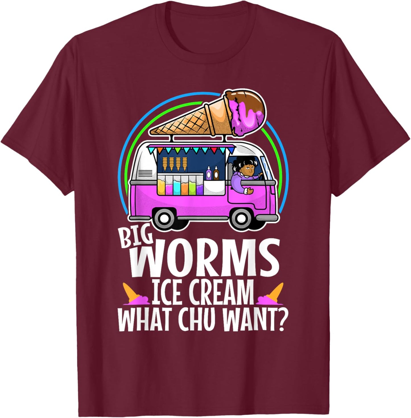 Big worms ice cream truck Women T-Shirt - T-Shirt | Maroon